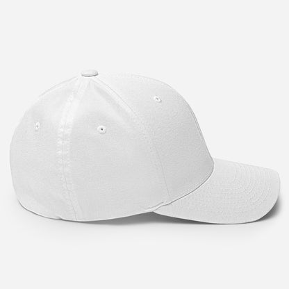 "DGO" Structured Twill Cap | Flexfit 6277 | E Luna Brand ESSENTIAL Duocrest 2 White Thread Logos: Front & Left