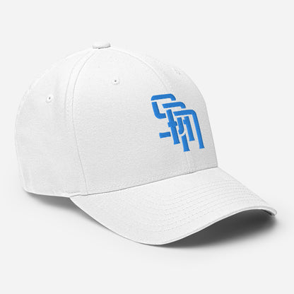 "SAN" Structured Twill Cap | Flexfit 6277 | E Luna Brand ESSENTIAL Duocrest 2 Aqua/Teal Thread Logos: Front & Left