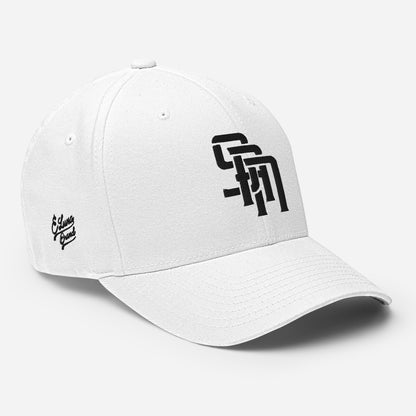 "SAN" Structured Twill Cap | Flexfit 6277 | E Luna Brand PREMIUM Quadcrest 4 Black Thread Logos: Front, Left, Right Signature & Back [3D Puff Edition]