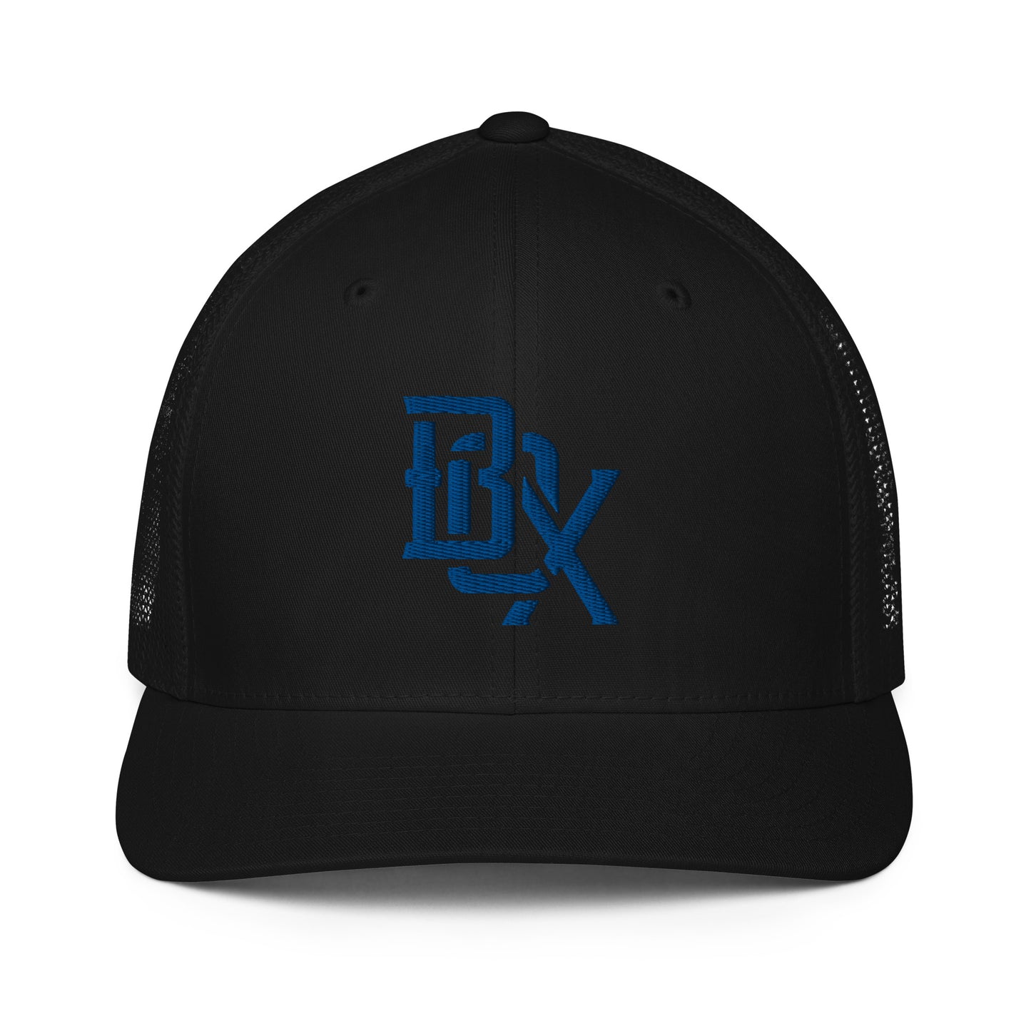 "BOX" Closed-Back Trucker Cap | Flexfit 6511 | E Luna CLASSIC Solocrest 1 Royal Thread Front Logo