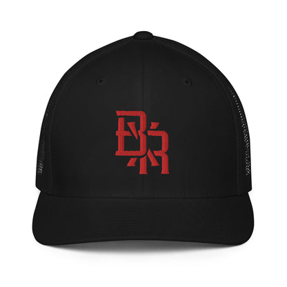 "BXR" Closed-Back Trucker Cap | Flexfit 6511 | E Luna CLASSIC Solocrest 1 Red Thread Front Logo