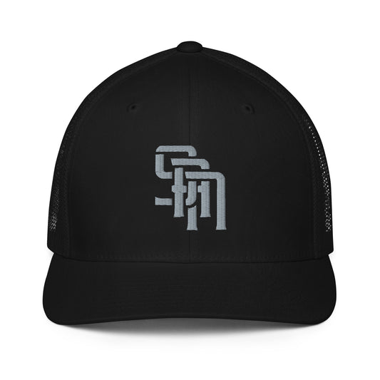 "SAN" Closed-Back Trucker Cap | Flexfit 6511 | E Luna Brand CLASSIC Solocrest 1 Grey Thread Front Logo