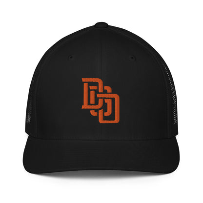 "DGO" Closed-Back Trucker Cap | Flexfit 6511 | E Luna CLASSIC Solocrest 1 Orange Thread Front Logo