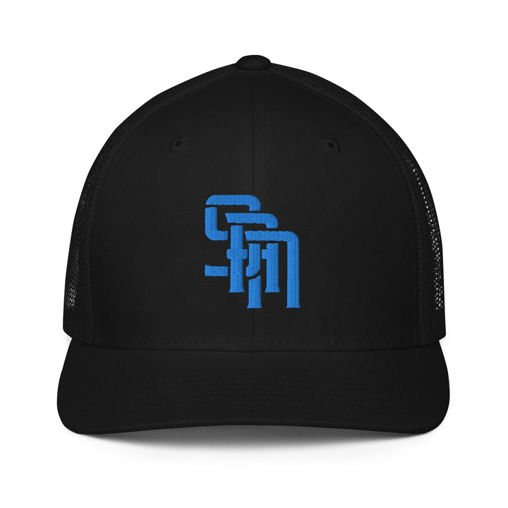 "SAN" Closed-Back Trucker Cap | E Luna Brand CLASSIC | 1 Aqua/Teal Thread Logo | 3D Puff Edition