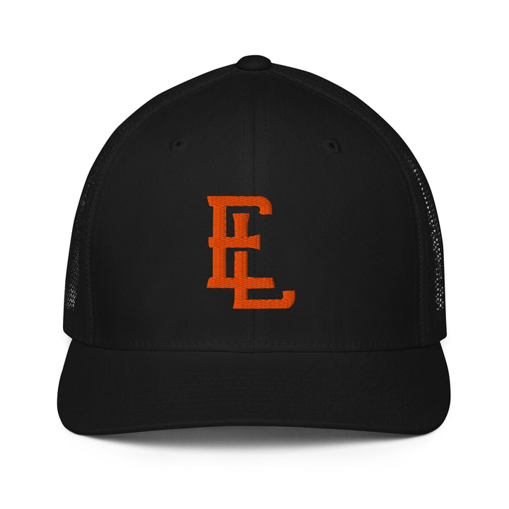 "EL" Closed-Back Trucker Cap | E Luna Brand CLASSIC | 1 Orange Thread Logo