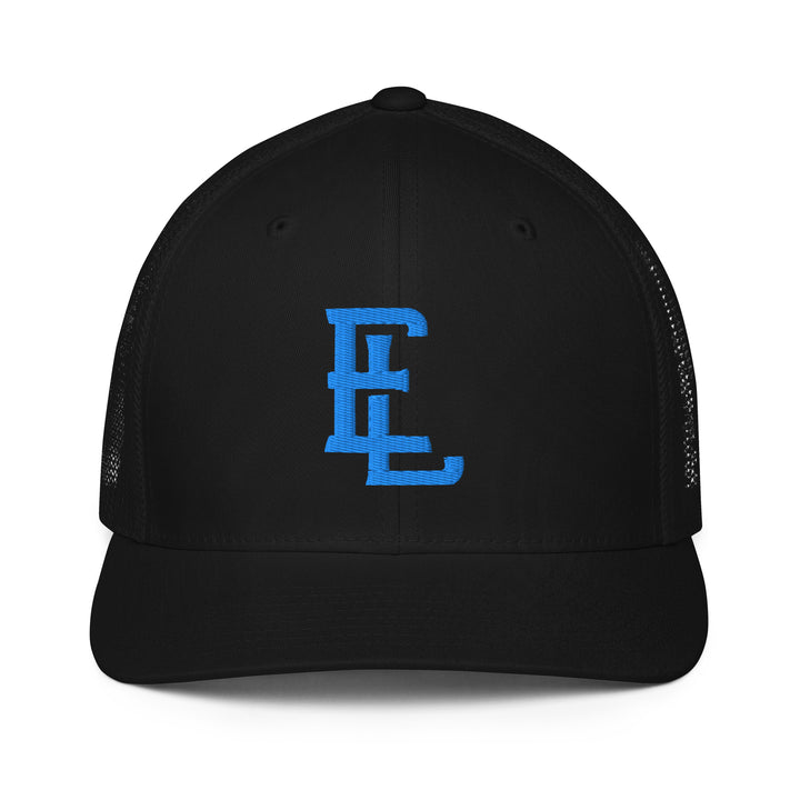 "EL" Closed-Back Trucker Cap | E Luna Brand CLASSIC | 1 Aqua/Teal Thread Logo