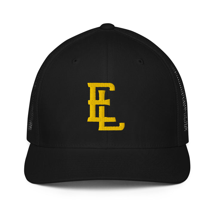 "EL" Closed-Back Trucker Cap | E Luna Brand CLASSIC | 1 Gold Thread Logo | 3D Puff Edition