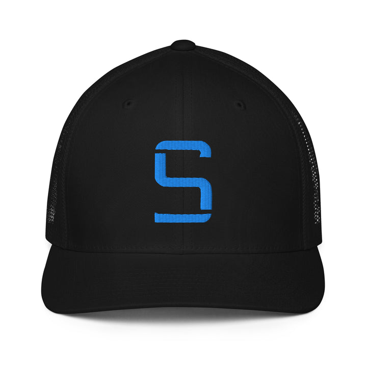 "S" Closed-Back Trucker Cap | E Luna Brand CLASSIC | 1 Aqua/Teal Thread Logo | 3D Puff Edition