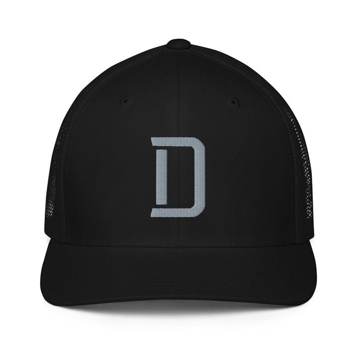 "D" Closed-Back Trucker Cap | E Luna Brand CLASSIC | 1 Grey Thread Logo | 3D Puff Edition