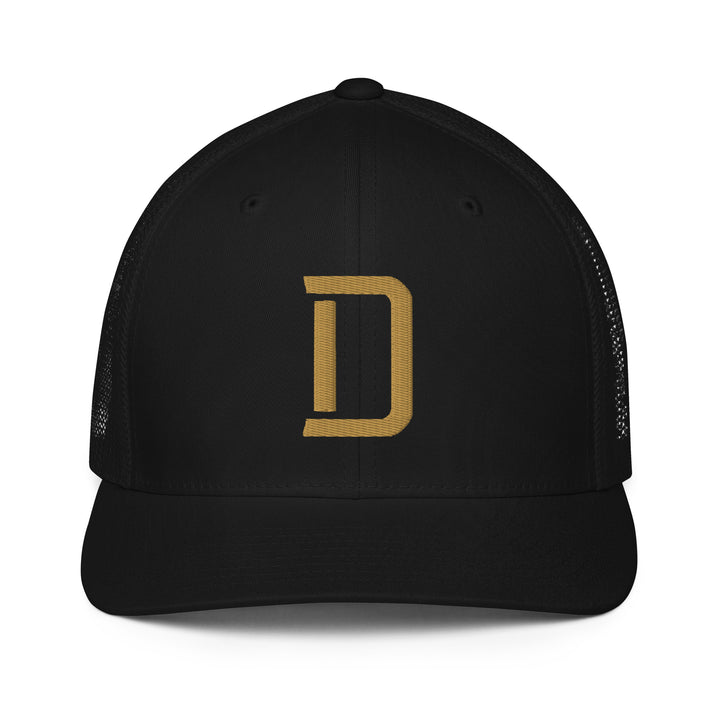 "D" Closed-Back Trucker Cap | E Luna Brand CORE | 1 Old Gold Thread Logo