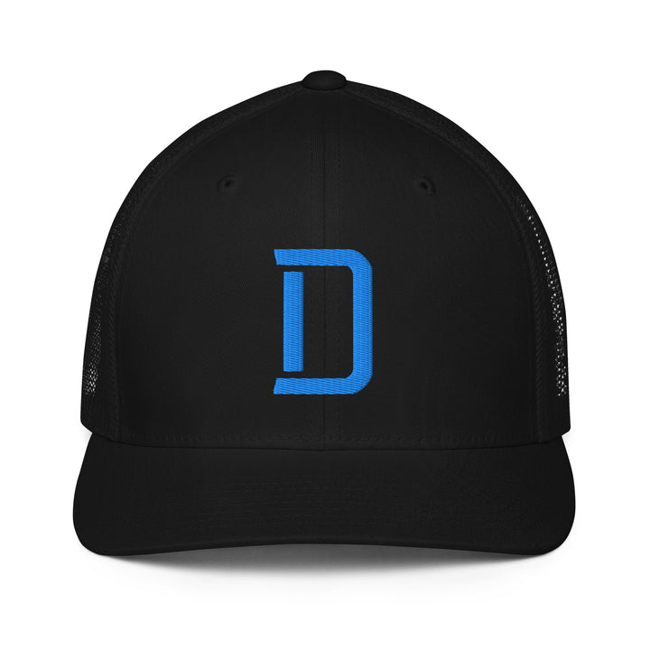 "D" Closed-Back Trucker Cap | E Luna Brand CLASSIC | 1 Aqua/Teal Thread Logo | 3D Puff Edition