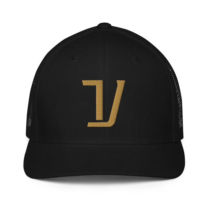"V" Closed-Back Trucker Cap | E Luna Brand CORE | 1 Old Gold Thread Logo