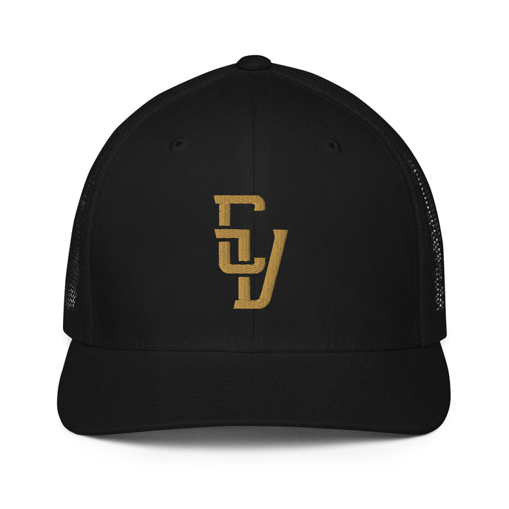 "CV" 2.0 Closed-Back Trucker Cap | E Luna Brand CLASSIC | 1 Old Gold Thread Logo | 3D Puff Edition
