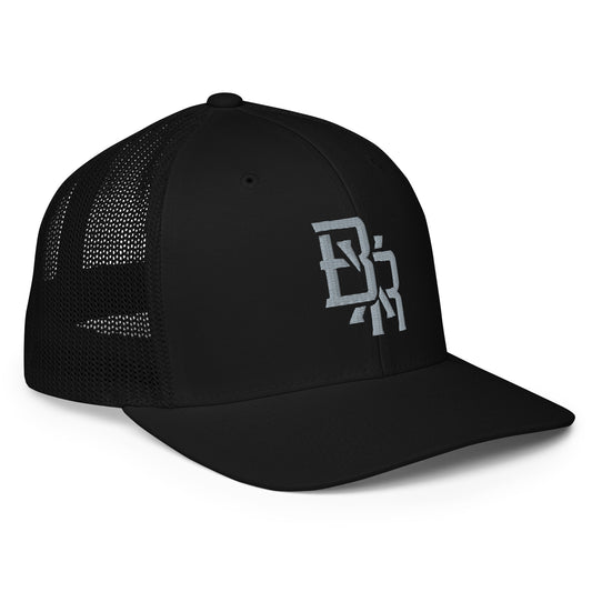 "BXR" Closed-Back Trucker Cap | Flexfit 6511 | E Luna CLASSIC Solocrest 1 Grey Thread Front Logo