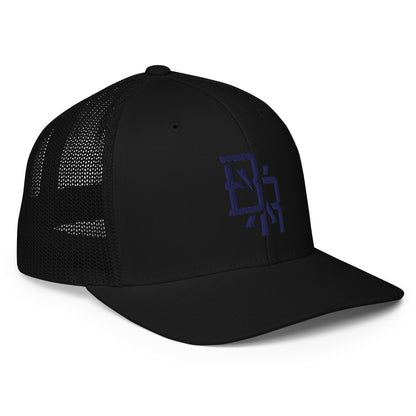 "BXR" Closed-Back Trucker Cap | Flexfit 6511 | E Luna CLASSIC Solocrest 1 Navy Thread Front Logo