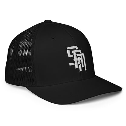 "SAN" Closed-Back Trucker Cap | Flexfit 6511 | E Luna Brand CLASSIC Solocrest 1 White Thread Front Logo [3D Puff Edition]