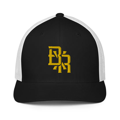 "BXR" Closed-Back Trucker Cap | Flexfit 6511 | E Luna CLASSIC Solocrest 1 Gold Thread Front Logo