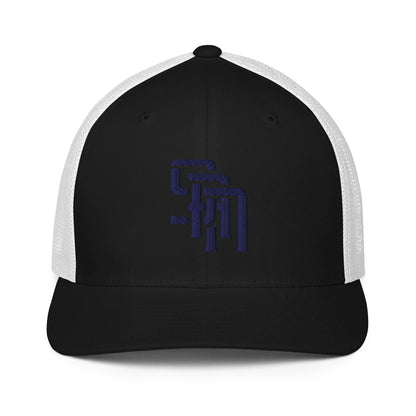 "SAN" Closed-Back Trucker Cap | Flexfit 6511 | E Luna Brand CLASSIC Solocrest 1 Navy Thread Front Logo