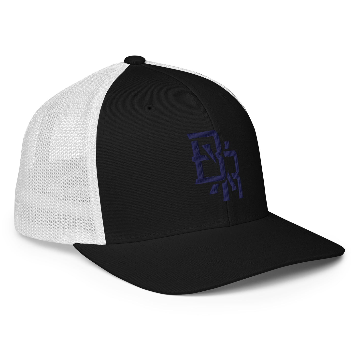 "BXR" Closed-Back Trucker Cap | Flexfit 6511 | E Luna CLASSIC Solocrest 1 Navy Thread Front Logo