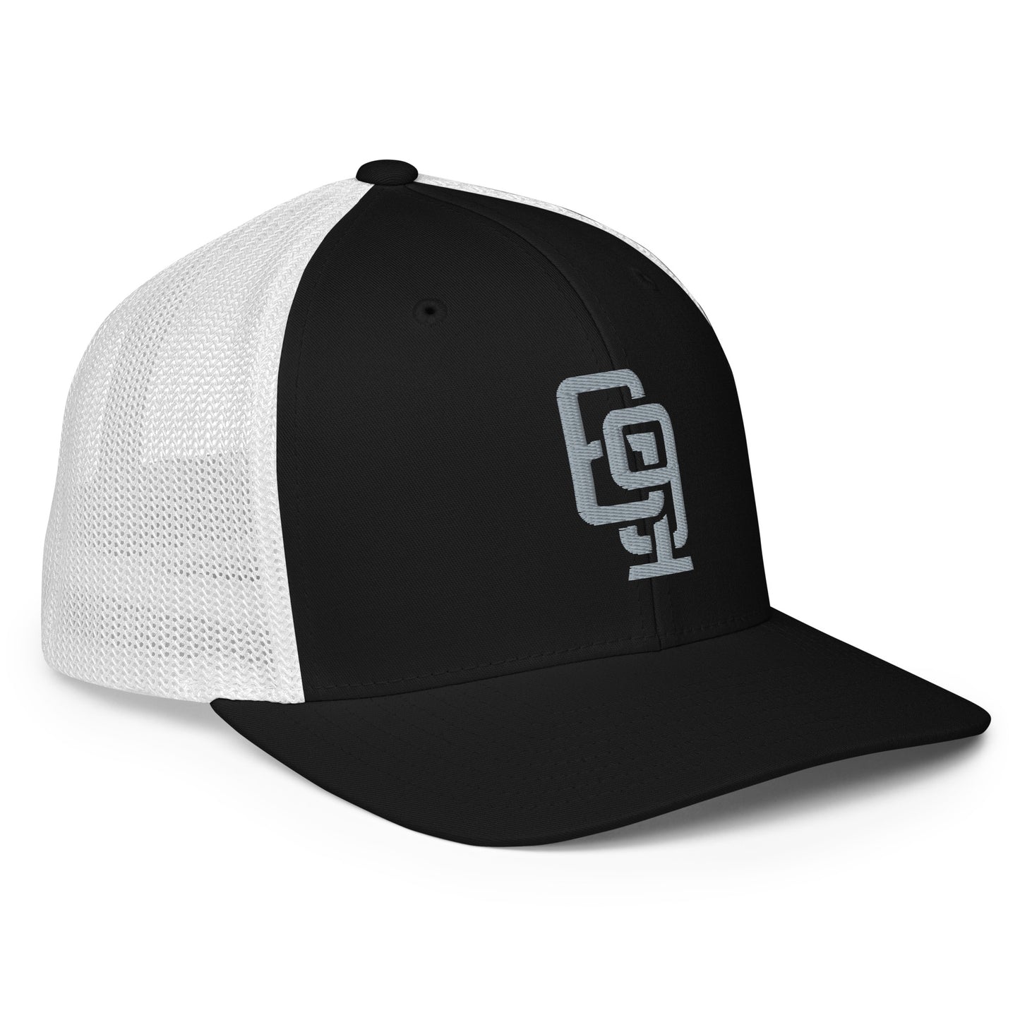 "619" Closed-Back Trucker Cap | Flexfit 6511 | E Luna CLASSIC Solocrest 1 Grey Thread Front Logo