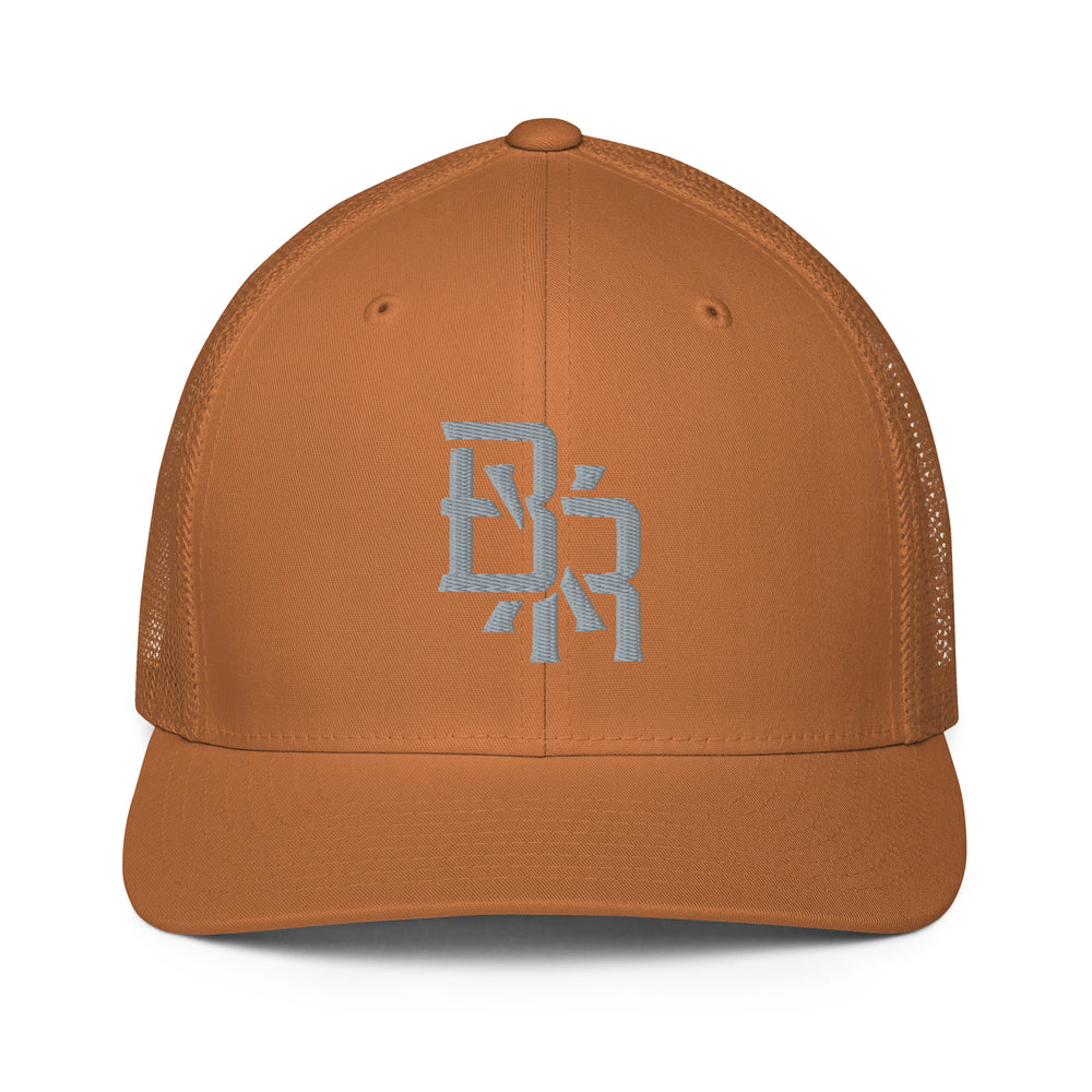"BXR" Closed-Back Trucker Cap | Flexfit 6511 | E Luna CLASSIC Solocrest 1 Grey Thread Front Logo