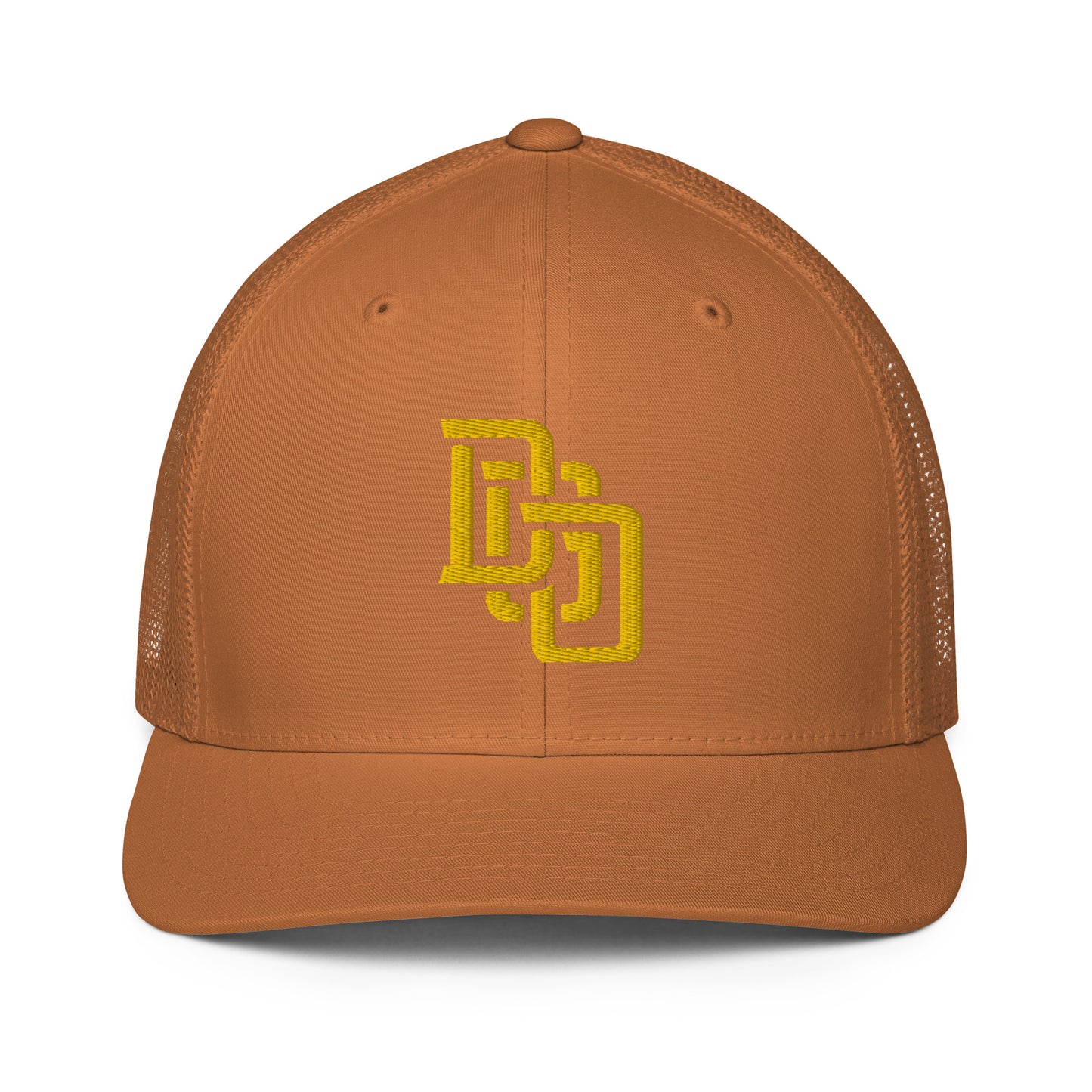 "DGO" Closed-Back Trucker Cap | Flexfit 6511 | E Luna CLASSIC Solocrest 1 Gold Thread Front Logo