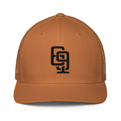 "619" Closed-Back Trucker Cap | Flexfit 6511 | E Luna CLASSIC Solocrest 1 Black Thread Front Logo