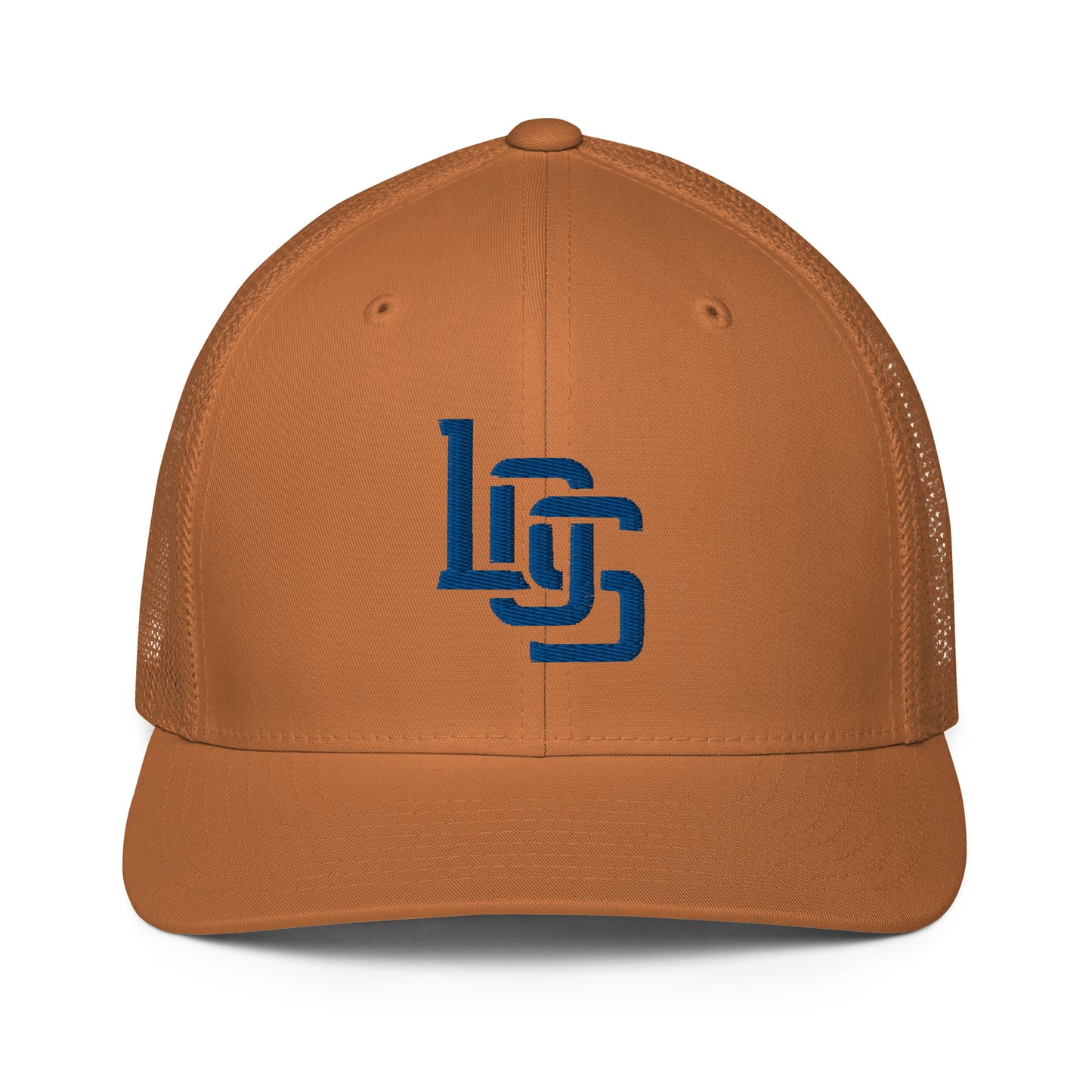 "LOS" Closed-Back Trucker Cap | Flexfit 6511 | E Luna CLASSIC Solocrest 1 Royal Thread Front Logo