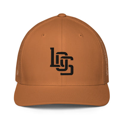 "LOS" Closed-Back Trucker Cap | Flexfit 6511 | E Luna CLASSIC Solocrest 1 Black Thread Front Logo