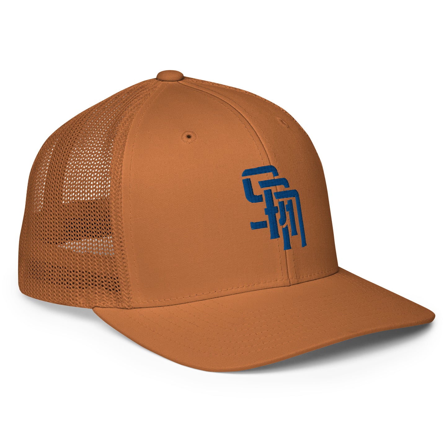 "SAN" Closed-Back Trucker Cap | Flexfit 6511 | E Luna Brand CLASSIC Solocrest 1 Royal Thread Front Logo