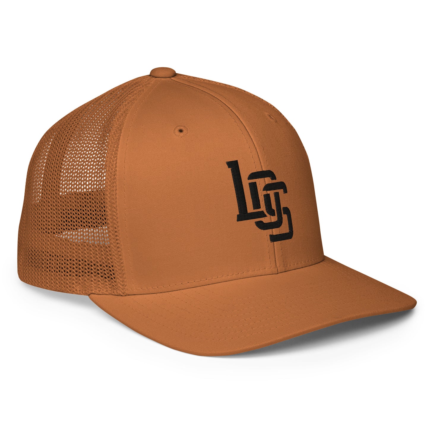 "LOS" Closed-Back Trucker Cap | Flexfit 6511 | E Luna CLASSIC Solocrest 1 Black Thread Front Logo