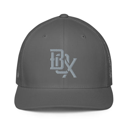 "BOX" Closed-Back Trucker Cap | Flexfit 6511 | E Luna CLASSIC Solocrest 1 Grey Thread Front Logo