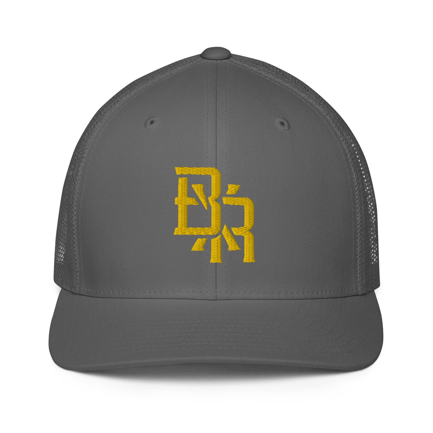 "BXR" Closed-Back Trucker Cap | Flexfit 6511 | E Luna CLASSIC Solocrest 1 Gold Thread Front Logo