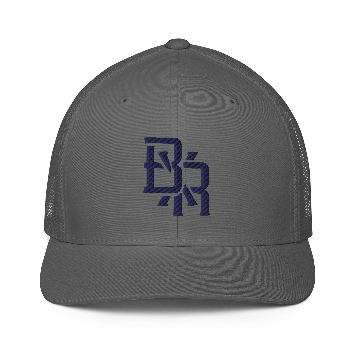 "BXR" Closed-Back Trucker Cap | Flexfit 6511 | E Luna CLASSIC Solocrest 1 Navy Thread Front Logo