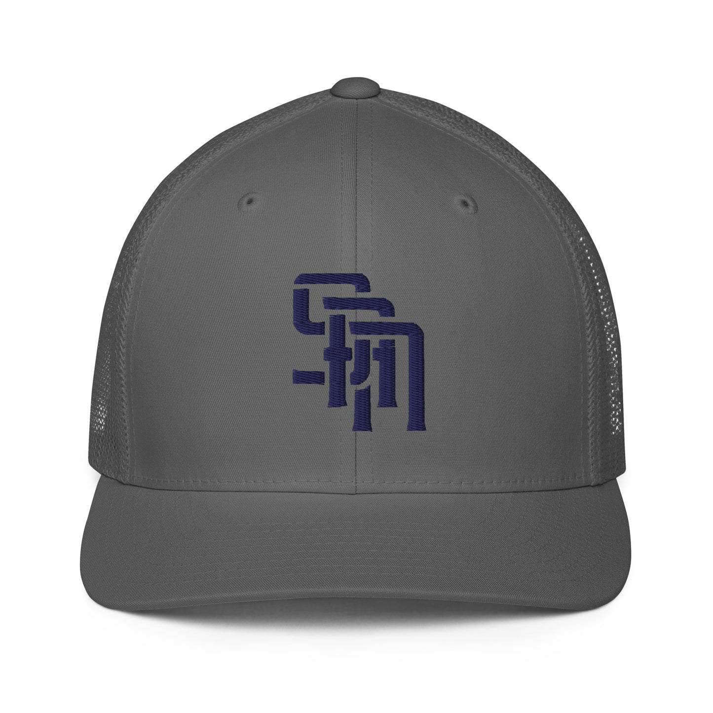 "SAN" Closed-Back Trucker Cap | Flexfit 6511 | E Luna Brand CLASSIC Solocrest 1 Navy Thread Front Logo