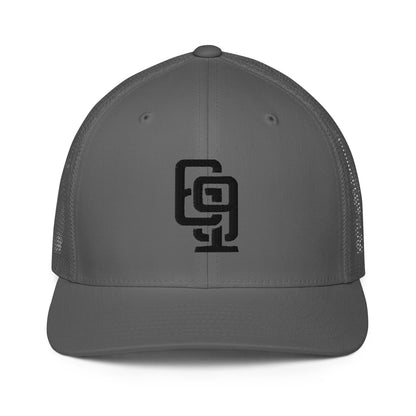 "619" Closed-Back Trucker Cap | Flexfit 6511 | E Luna CLASSIC Solocrest 1 Black Thread Front Logo