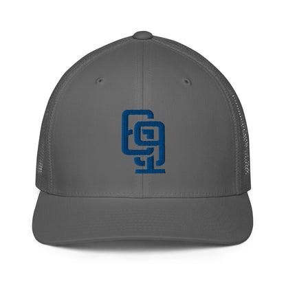 "619" Closed-Back Trucker Cap | Flexfit 6511 | E Luna CLASSIC Solocrest 1 Royal Thread Front Logo