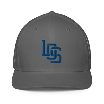 "LOS" Closed-Back Trucker Cap | Flexfit 6511 | E Luna CLASSIC Solocrest 1 Royal Thread Front Logo