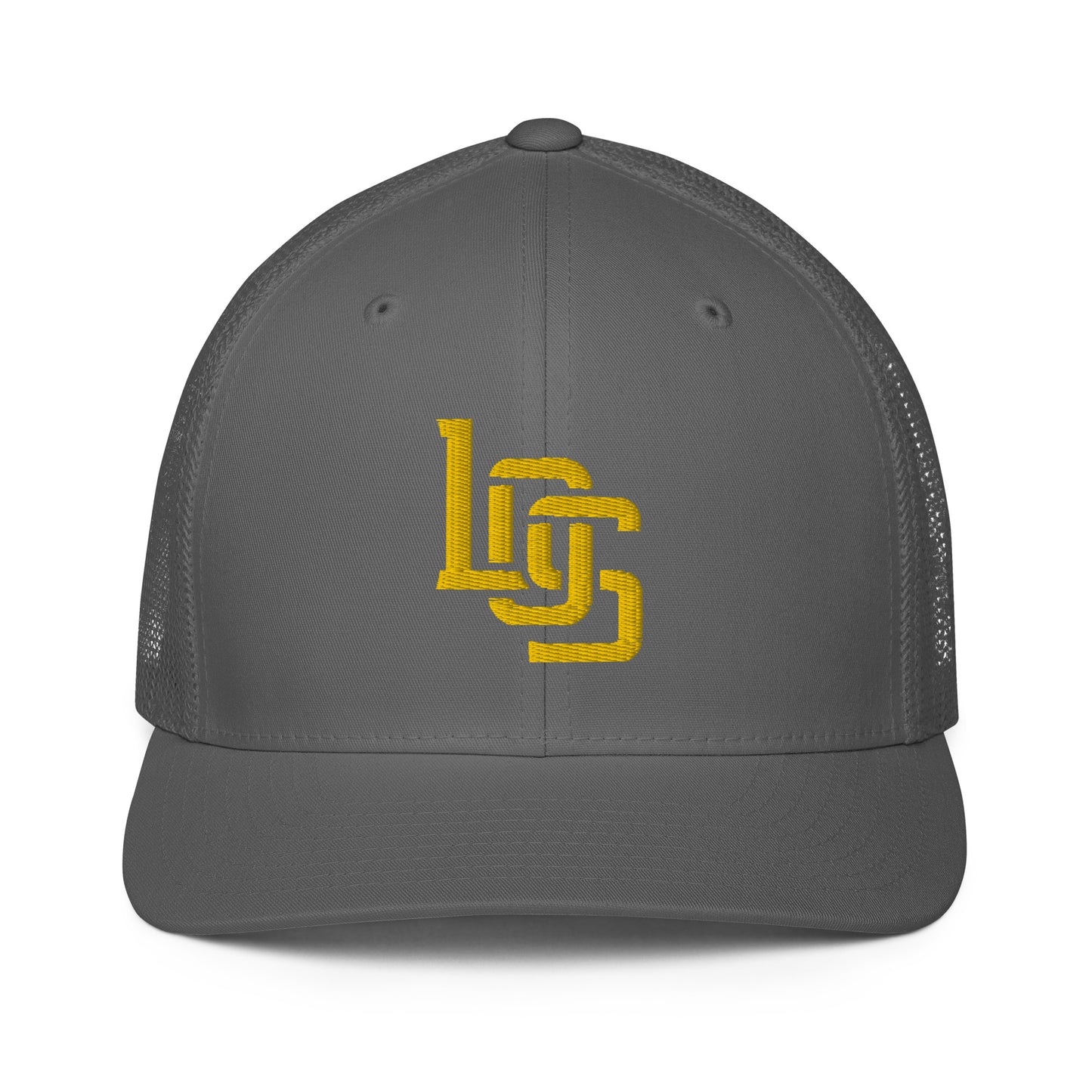 "LOS" Closed-Back Trucker Cap | Flexfit 6511 | E Luna CLASSIC Solocrest 1 Gold Thread Front Logo