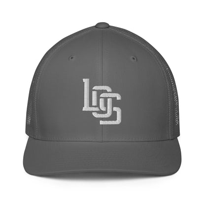 "LOS" Closed-Back Trucker Cap | Flexfit 6511 | E Luna CLASSIC Solocrest 1 White Thread Front Logo