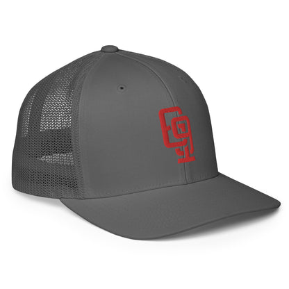 "619" Closed-Back Trucker Cap | Flexfit 6511 | E Luna CLASSIC Solocrest 1 Red Thread Front Logo