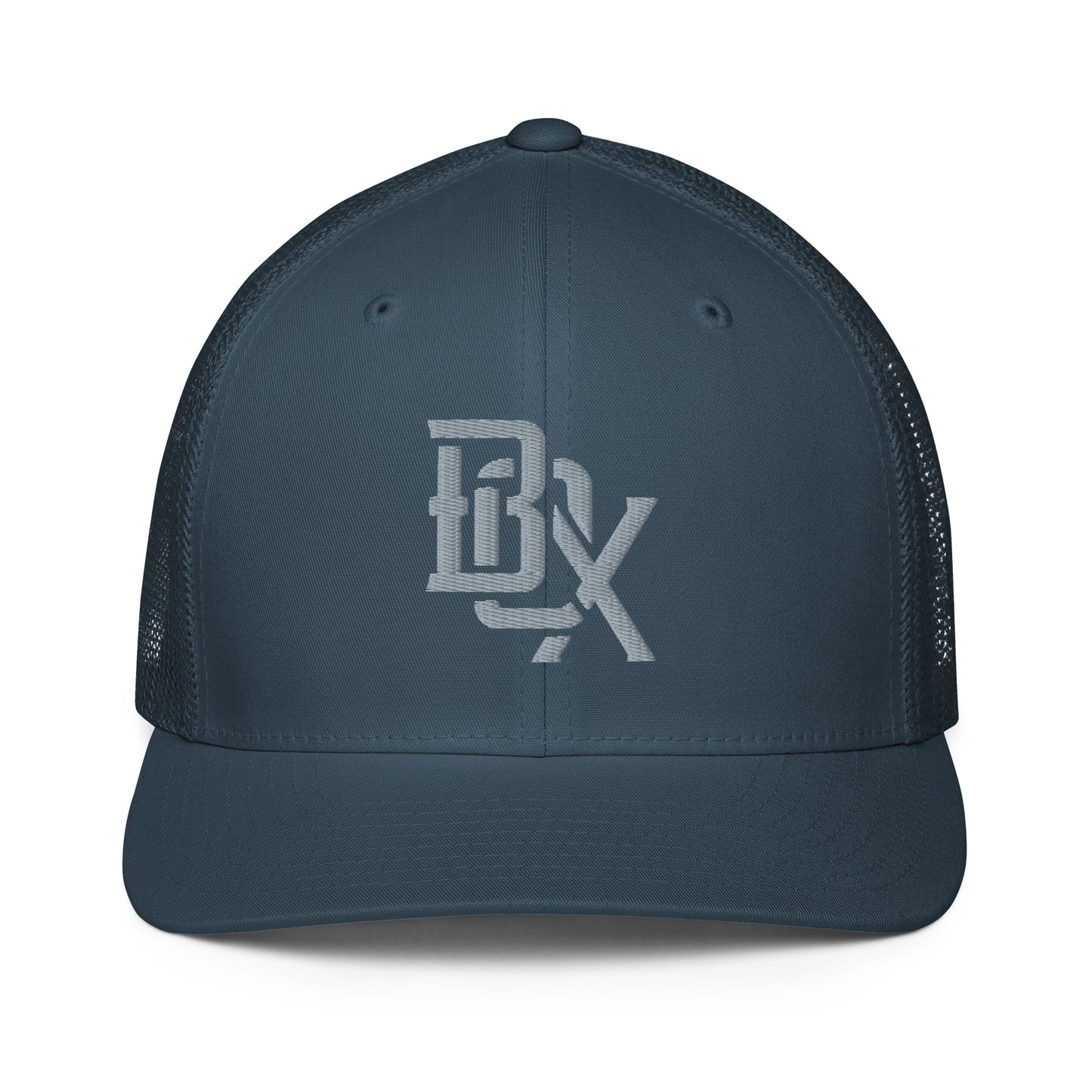 "BOX" Closed-Back Trucker Cap | Flexfit 6511 | E Luna CLASSIC Solocrest 1 Grey Thread Front Logo
