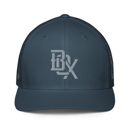"BOX" Closed-Back Trucker Cap | Flexfit 6511 | E Luna CLASSIC Solocrest 1 Grey Thread Front Logo