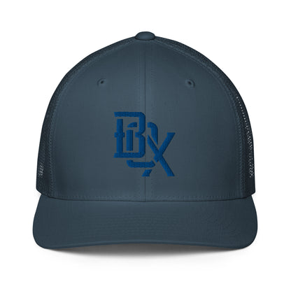 "BOX" Closed-Back Trucker Cap | Flexfit 6511 | E Luna CLASSIC Solocrest 1 Royal Thread Front Logo