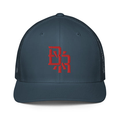 "BXR" Closed-Back Trucker Cap | Flexfit 6511 | E Luna CLASSIC Solocrest 1 Red Thread Front Logo