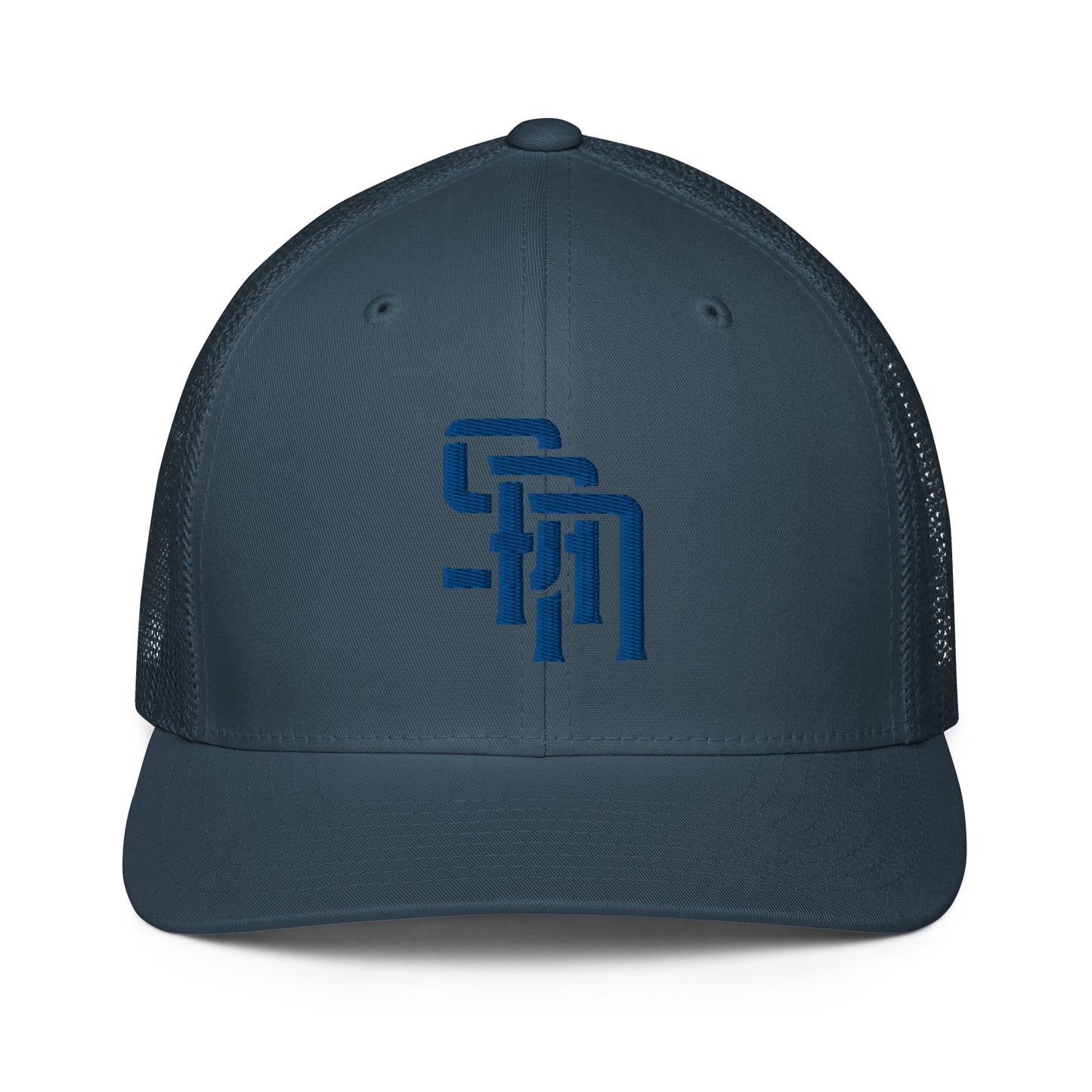 "SAN" Closed-Back Trucker Cap | Flexfit 6511 | E Luna Brand CLASSIC Solocrest 1 Royal Thread Front Logo