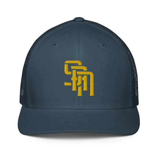 "SAN" Closed-Back Trucker Cap | Flexfit 6511 | E Luna Brand CLASSIC Solocrest 1 Gold Thread Front Logo