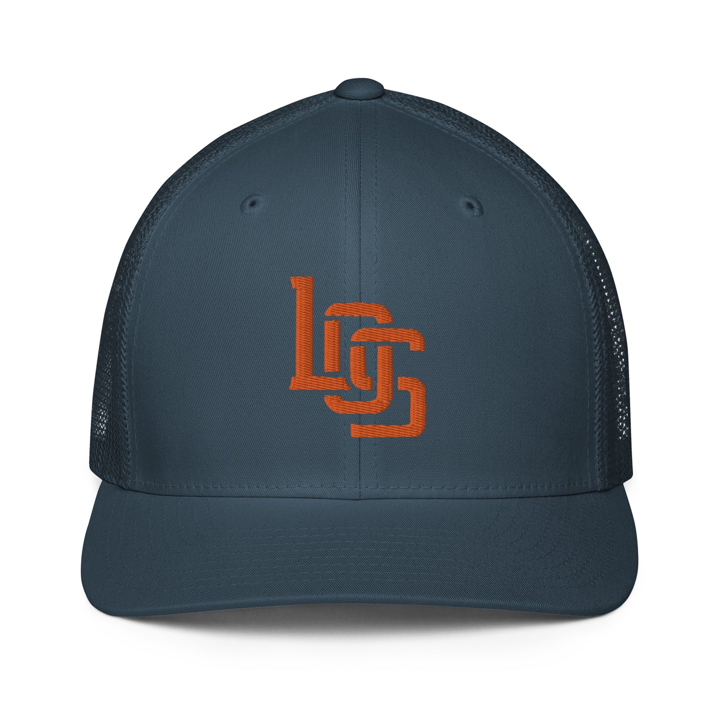 "LOS" Closed-Back Trucker Cap | Flexfit 6511 | E Luna CLASSIC Solocrest 1 Orange Thread Front Logo