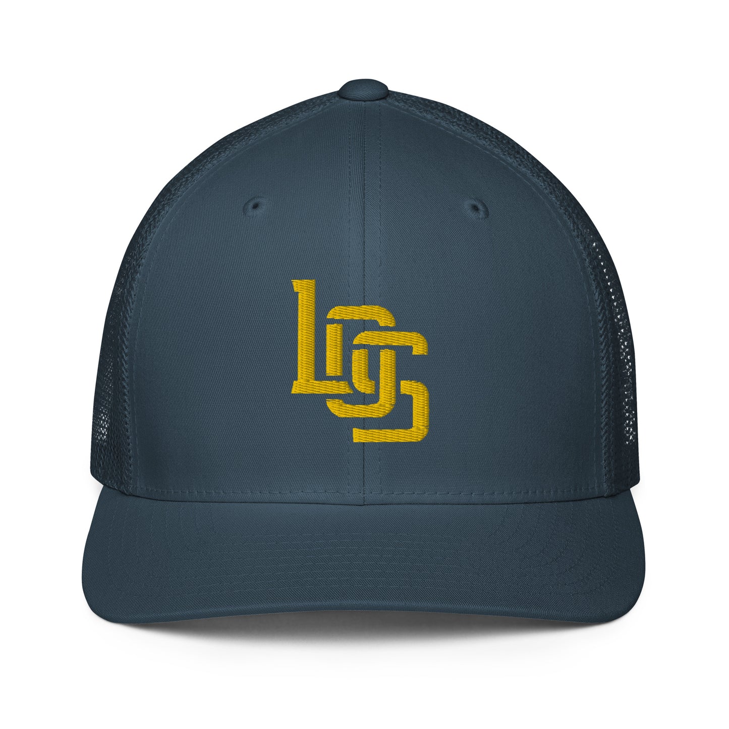 "LOS" Closed-Back Trucker Cap | Flexfit 6511 | E Luna CLASSIC Solocrest 1 Gold Thread Front Logo