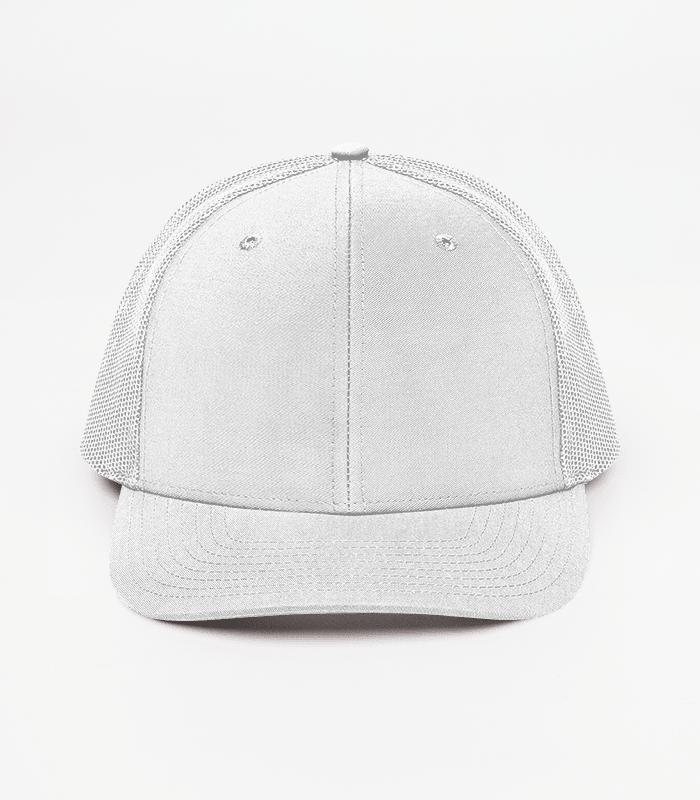 Blank black Richardson 112 Snapback Trucker Cap, front view